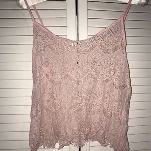 Pale Pink Crochet Tank Top Juniors Size XS